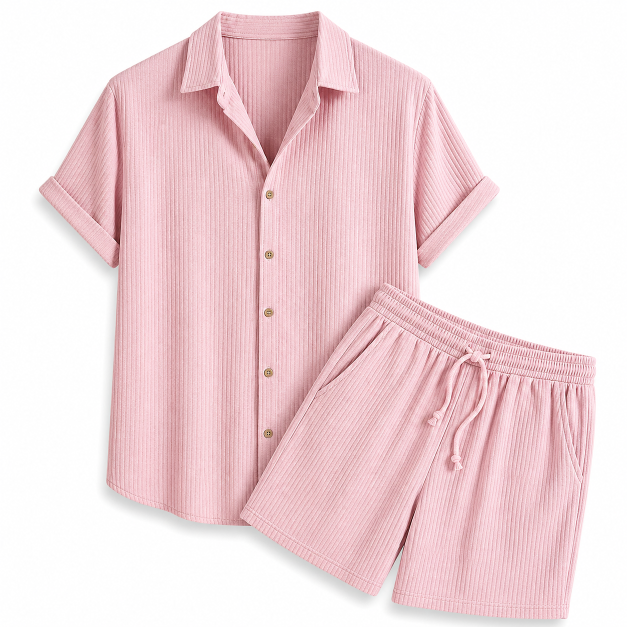 Beachwear Cord-Kurzarm-Anzug Zweiteiliges Set