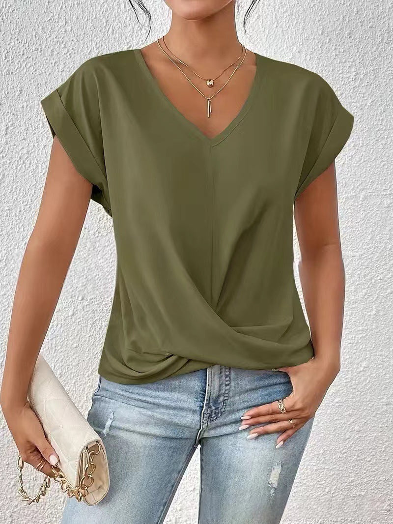 Casual T-shirt met sweetheart halslijn