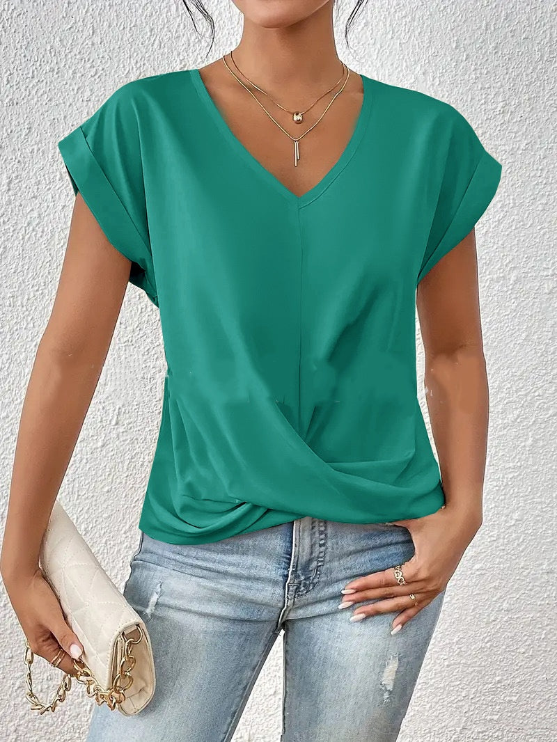 Casual T-shirt met sweetheart halslijn