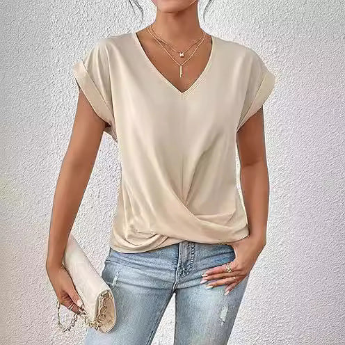 Casual T-shirt met sweetheart halslijn
