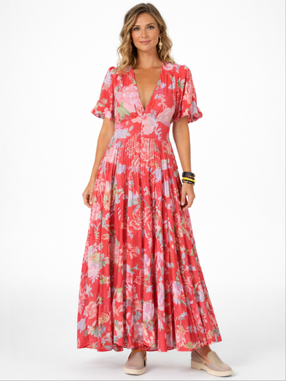 LIVA Short Sleeve V Neck Floral