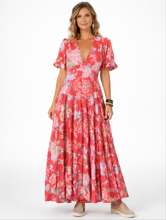 LIVA Short Sleeve V Neck Floral