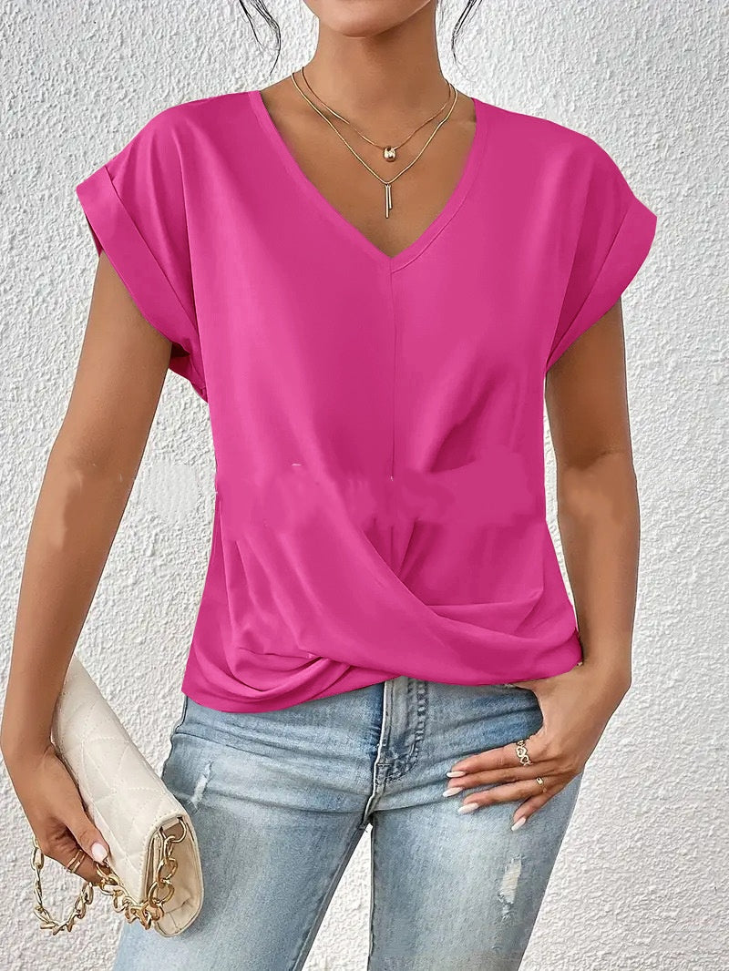 Casual T-shirt met sweetheart halslijn