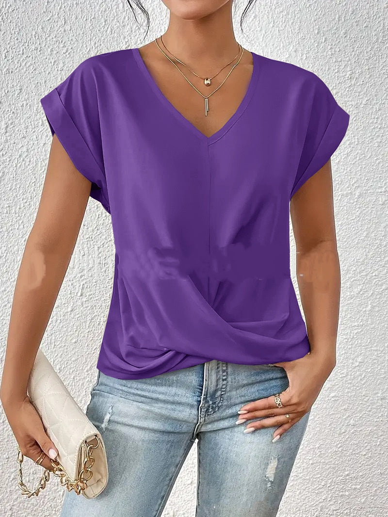 Casual T-shirt met sweetheart halslijn